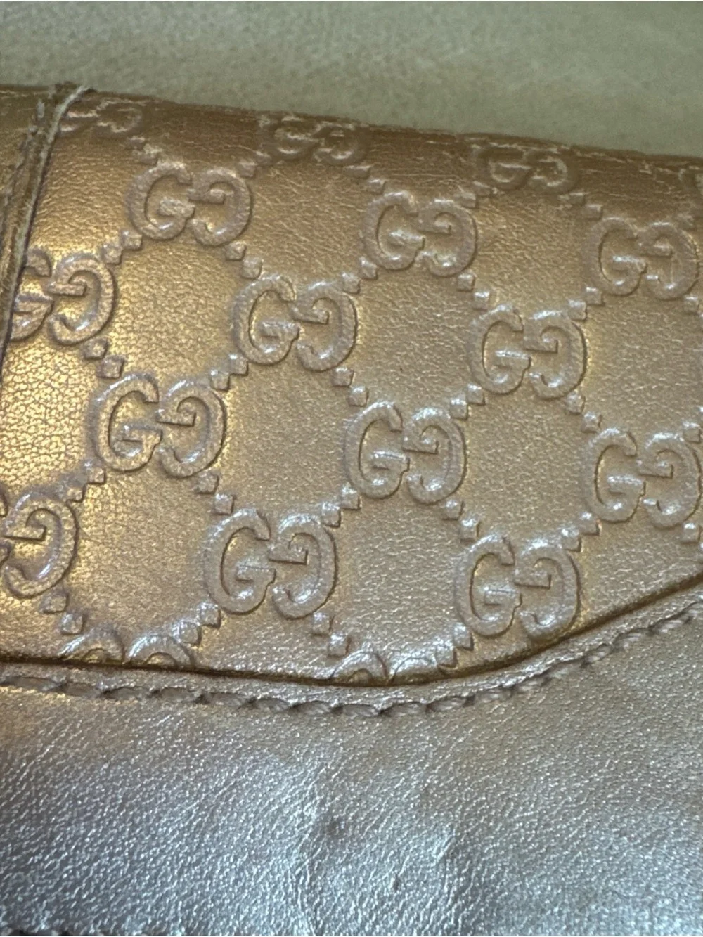 Gucci Guccissima Metallic Pink GG Continental Wallet Gold Logo Leather - Picture 4 of 16